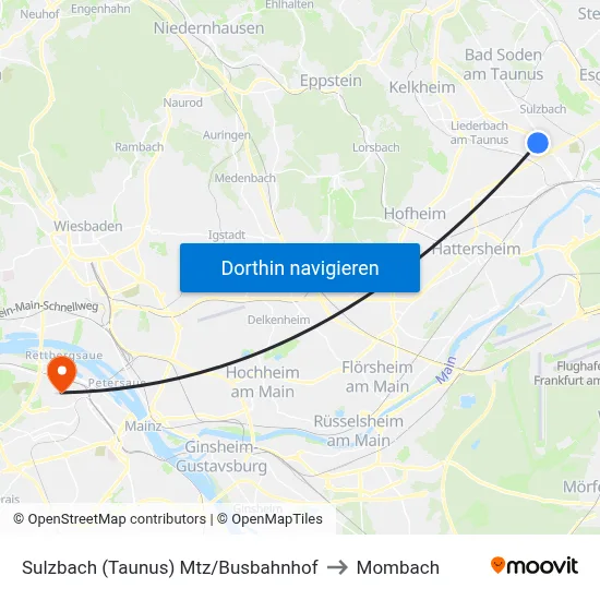 Sulzbach (Taunus) Mtz/Busbahnhof to Mombach map