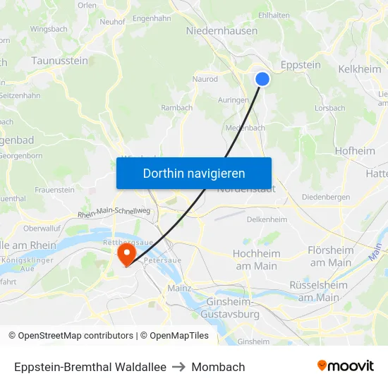 Eppstein-Bremthal Waldallee to Mombach map