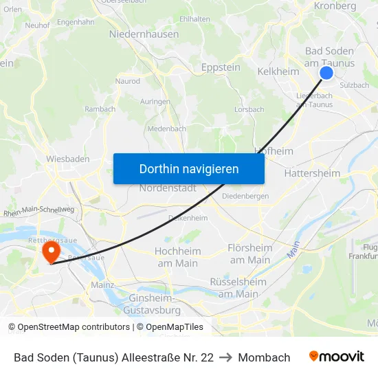 Bad Soden (Taunus) Alleestraße Nr. 22 to Mombach map