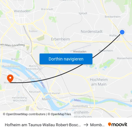 Hofheim am Taunus-Wallau Robert-Bosch-Straße to Mombach map