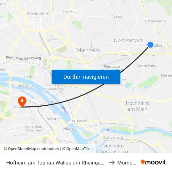 Hofheim am Taunus-Wallau am Rheingauer Weg to Mombach map