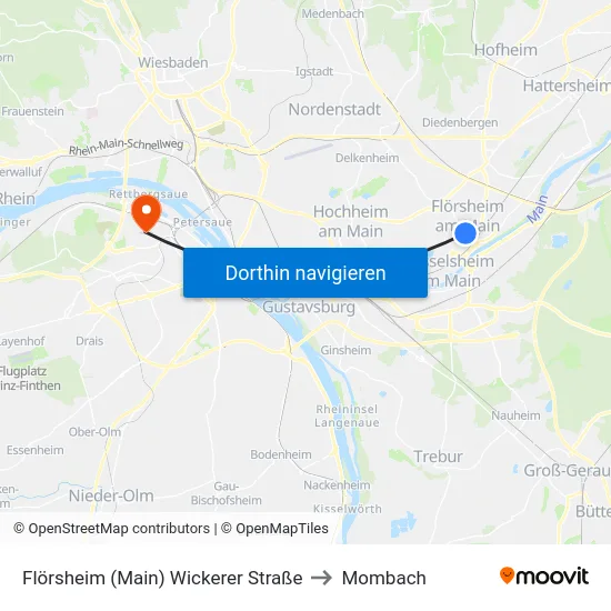 Flörsheim (Main) Wickerer Straße to Mombach map