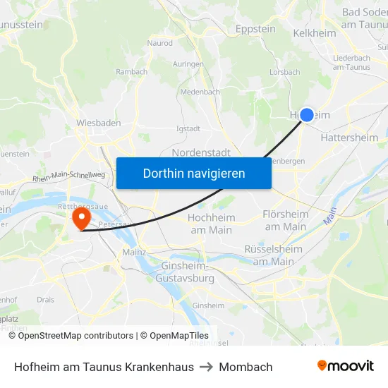 Hofheim am Taunus Krankenhaus to Mombach map