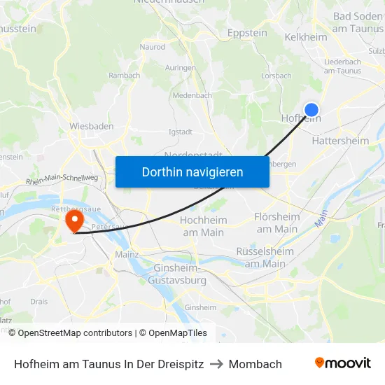 Hofheim am Taunus In Der Dreispitz to Mombach map