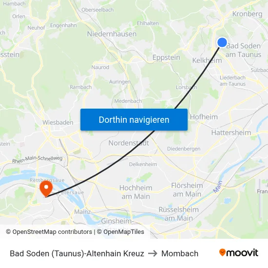 Bad Soden (Taunus)-Altenhain Kreuz to Mombach map