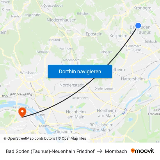 Bad Soden (Taunus)-Neuenhain Friedhof to Mombach map