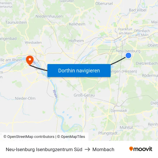 Neu-Isenburg Isenburgzentrum Süd to Mombach map
