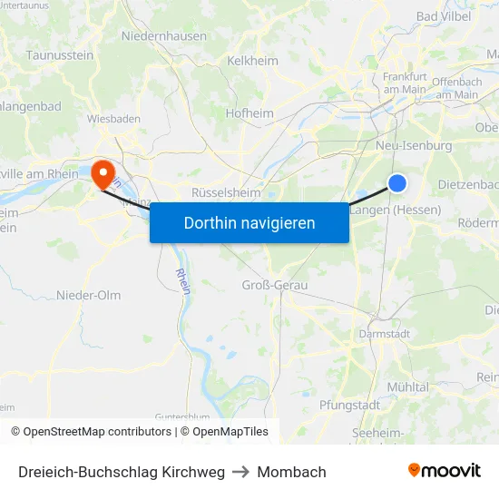 Dreieich-Buchschlag Kirchweg to Mombach map