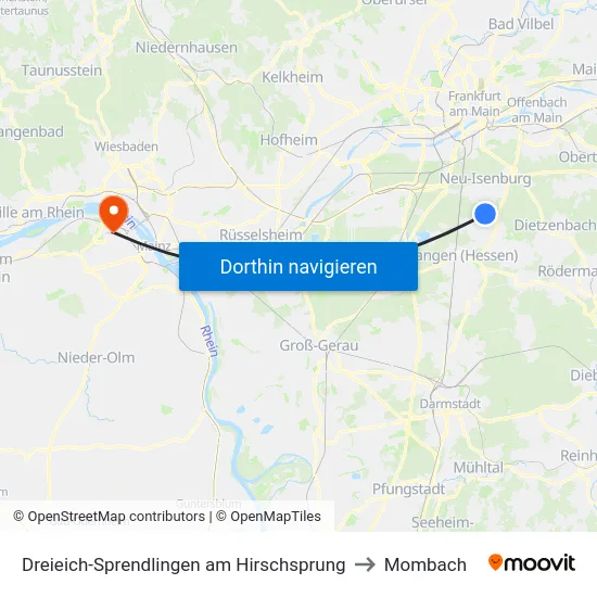 Dreieich-Sprendlingen am Hirschsprung to Mombach map