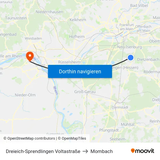 Dreieich-Sprendlingen Voltastraße to Mombach map