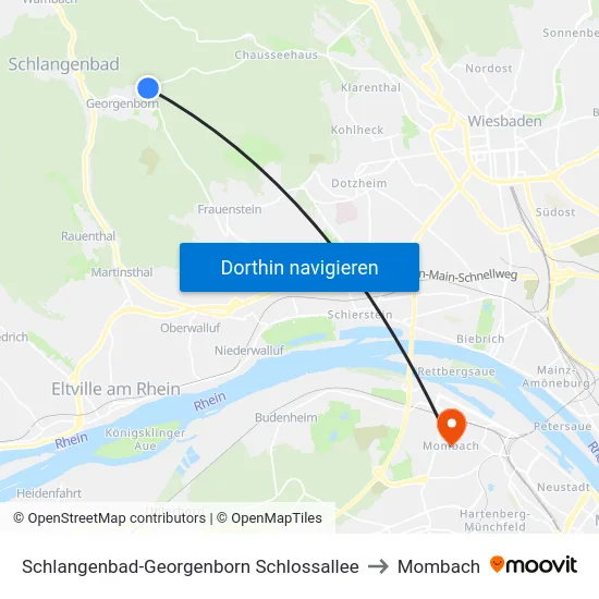 Schlangenbad-Georgenborn Schlossallee to Mombach map