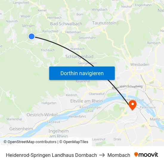 Heidenrod-Springen Landhaus Dornbach to Mombach map