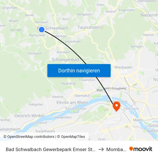 Bad Schwalbach Gewerbepark Emser Straße to Mombach map