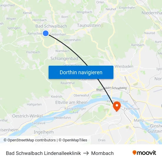 Bad Schwalbach Lindenalleeklinik to Mombach map