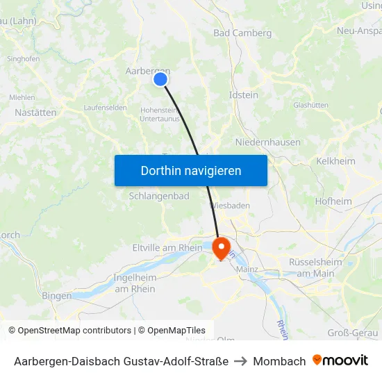 Aarbergen-Daisbach Gustav-Adolf-Straße to Mombach map