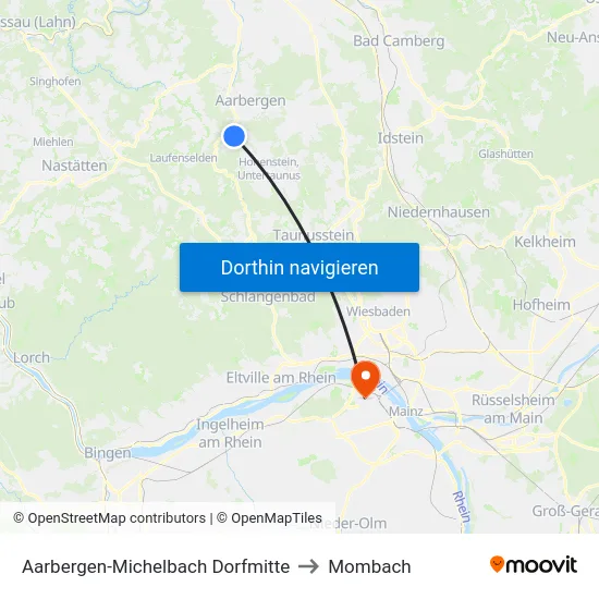 Aarbergen-Michelbach Dorfmitte to Mombach map