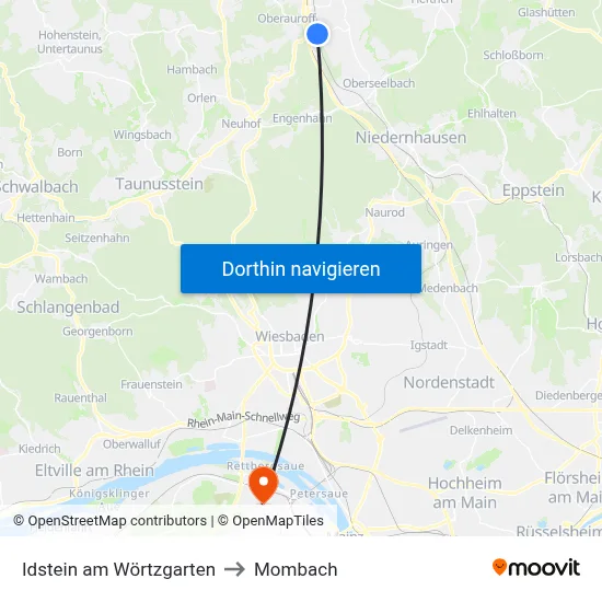 Idstein am Wörtzgarten to Mombach map