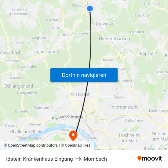 Idstein Krankenhaus Eingang to Mombach map