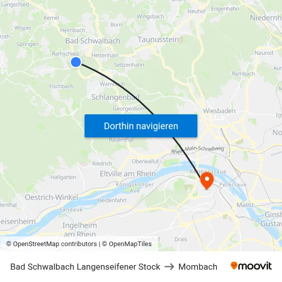 Bad Schwalbach Langenseifener Stock to Mombach map