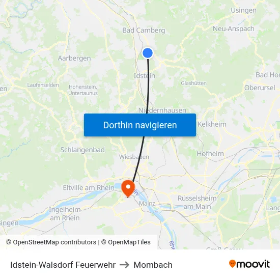 Idstein-Walsdorf Feuerwehr to Mombach map