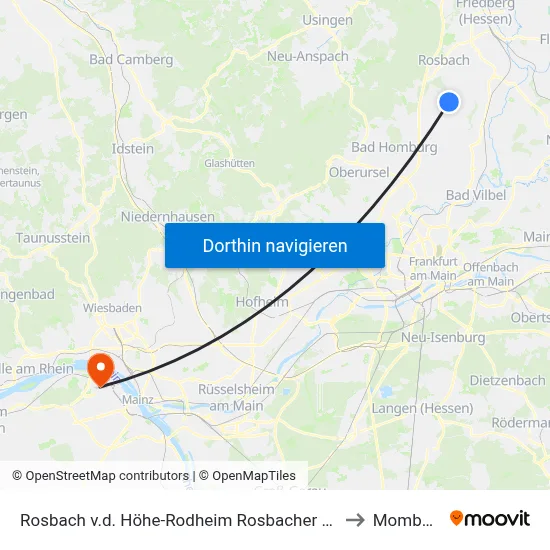 Rosbach v.d. Höhe-Rodheim Rosbacher Straße to Mombach map