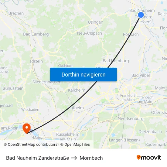 Bad Nauheim Zanderstraße to Mombach map