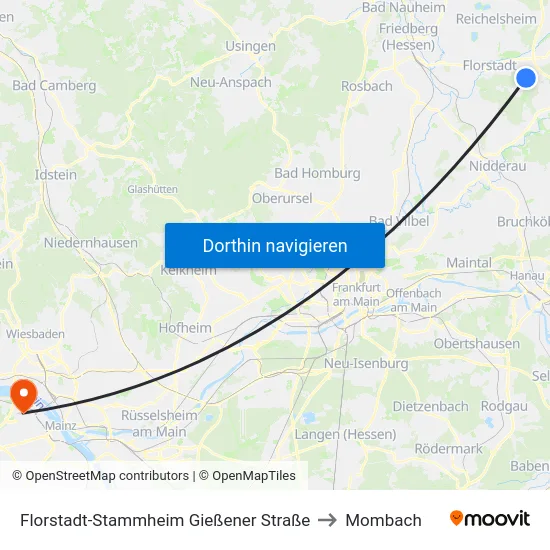 Florstadt-Stammheim Gießener Straße to Mombach map