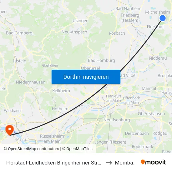 Florstadt-Leidhecken Bingenheimer Straße to Mombach map