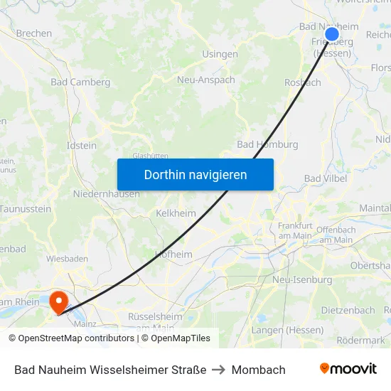 Bad Nauheim Wisselsheimer Straße to Mombach map
