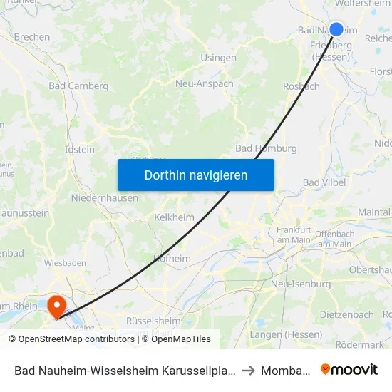 Bad Nauheim-Wisselsheim Karussellplatz to Mombach map