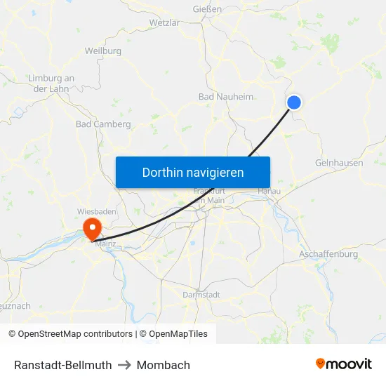 Ranstadt-Bellmuth to Mombach map