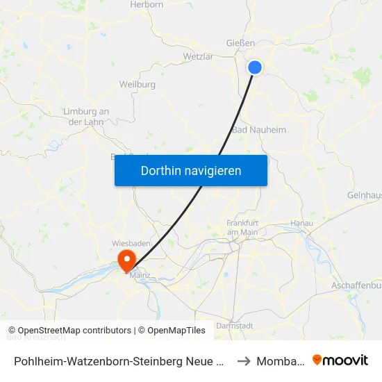 Pohlheim-Watzenborn-Steinberg Neue Mitte to Mombach map