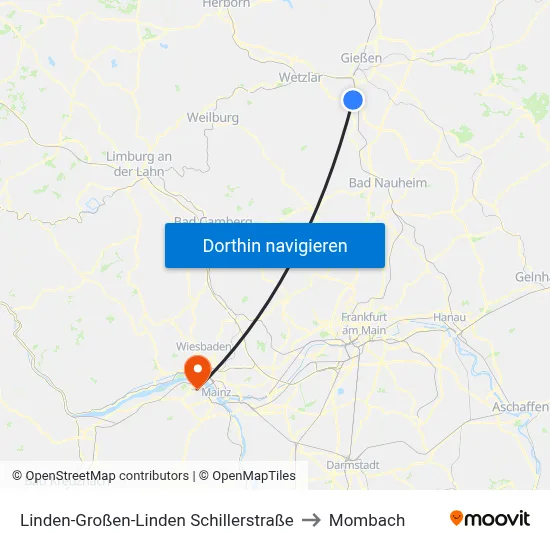 Linden-Großen-Linden Schillerstraße to Mombach map
