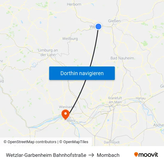 Wetzlar-Garbenheim Bahnhofstraße to Mombach map
