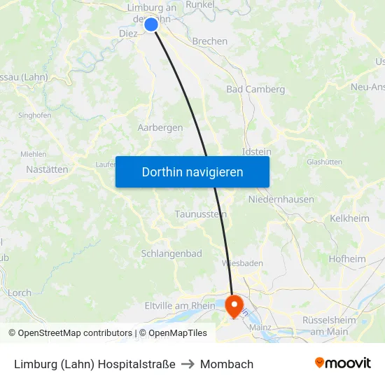 Limburg (Lahn) Hospitalstraße to Mombach map