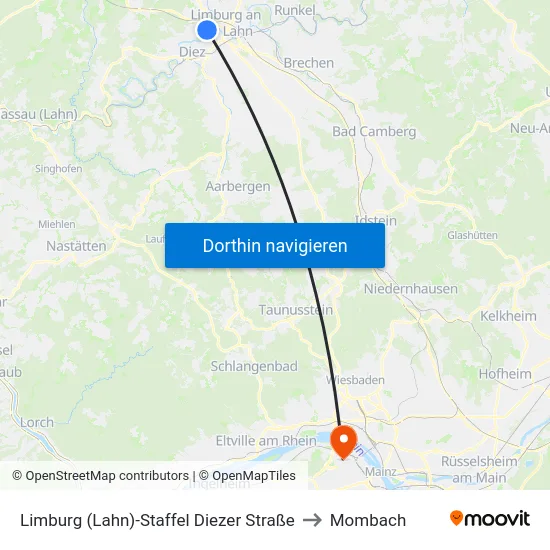 Limburg (Lahn)-Staffel Diezer Straße to Mombach map