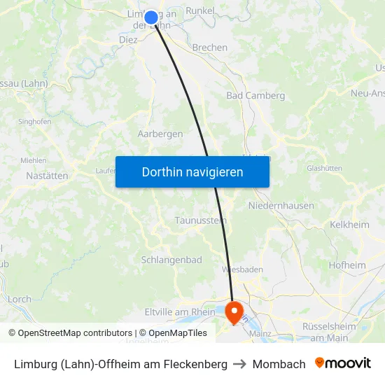 Limburg (Lahn)-Offheim am Fleckenberg to Mombach map