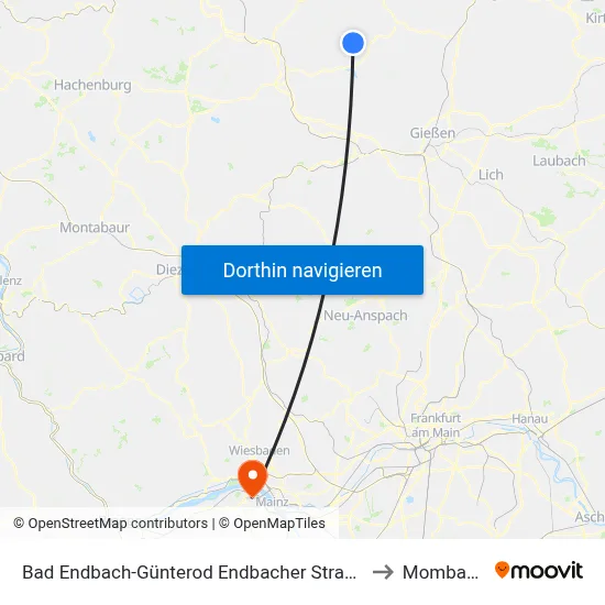 Bad Endbach-Günterod Endbacher Straße to Mombach map