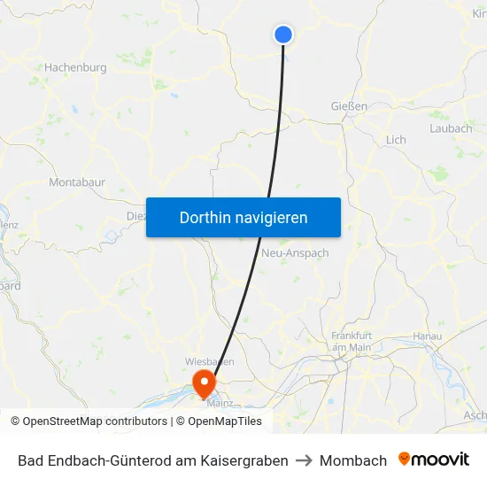 Bad Endbach-Günterod am Kaisergraben to Mombach map
