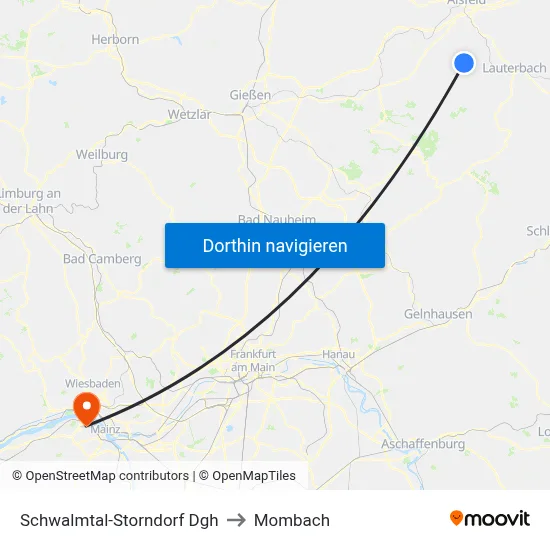 Schwalmtal-Storndorf Dgh to Mombach map