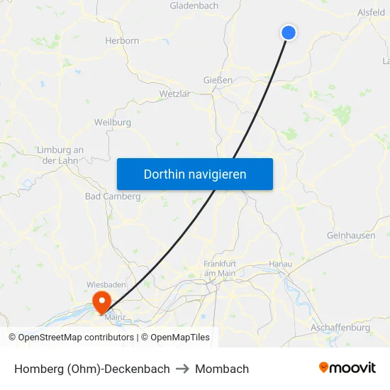 Homberg (Ohm)-Deckenbach to Mombach map