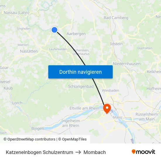 Katzenelnbogen Schulzentrum to Mombach map