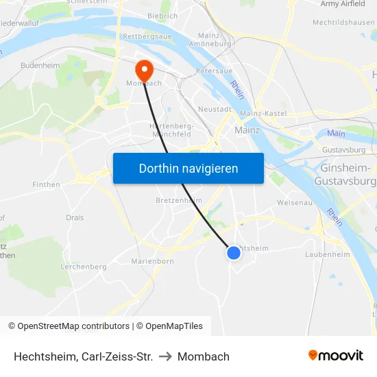 Hechtsheim, Carl-Zeiss-Str. to Mombach map