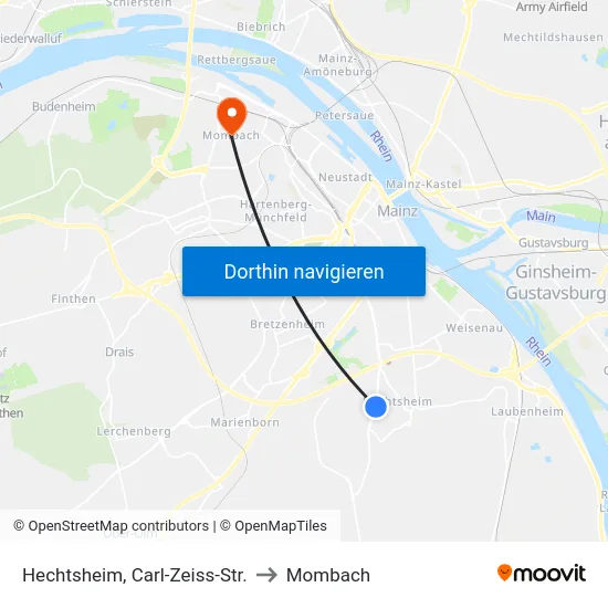 Hechtsheim, Carl-Zeiss-Str. to Mombach map