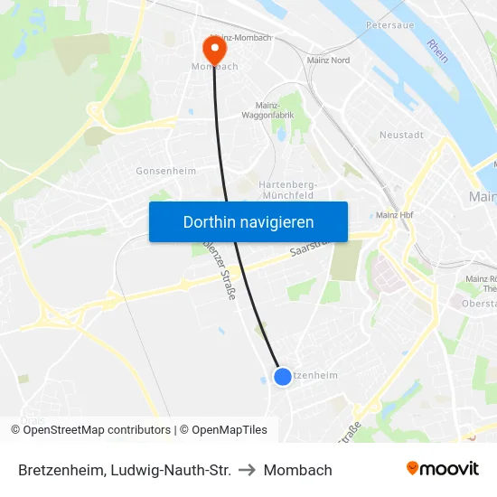 Bretzenheim, Ludwig-Nauth-Str. to Mombach map