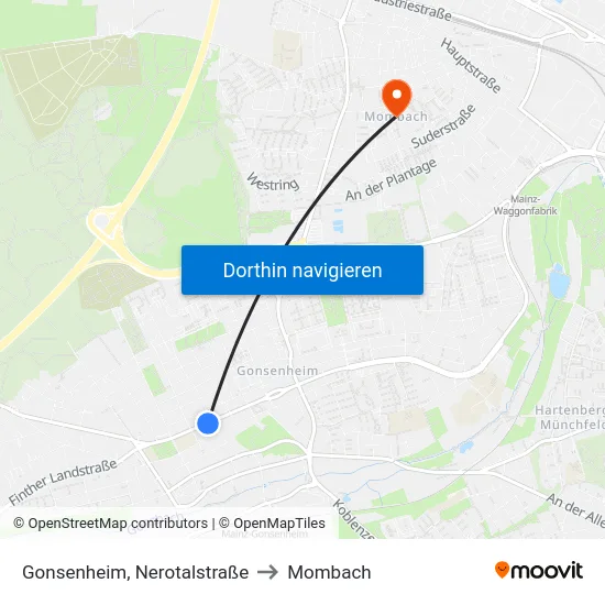 Gonsenheim, Nerotalstraße to Mombach map