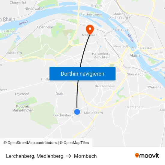 Lerchenberg, Medienberg to Mombach map
