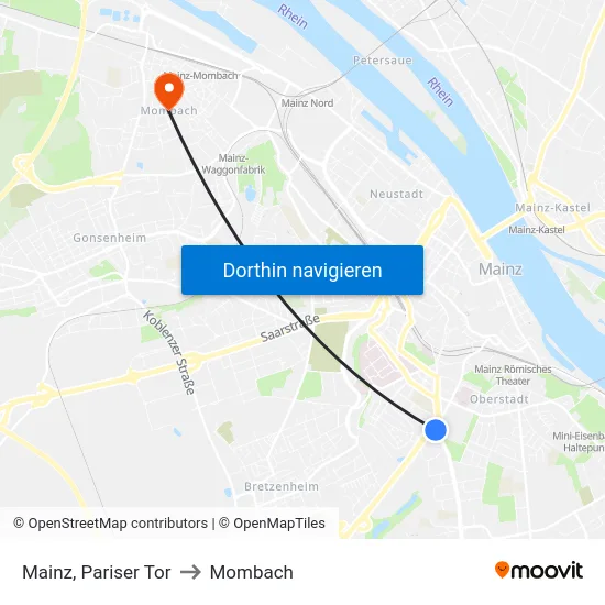 Mainz, Pariser Tor to Mombach map