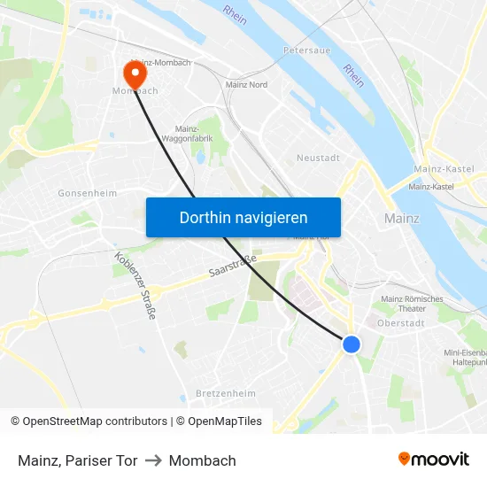 Mainz, Pariser Tor to Mombach map