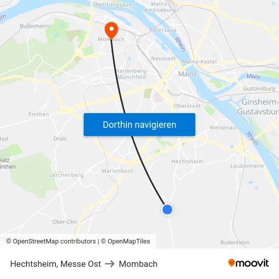 Hechtsheim, Messe Ost to Mombach map